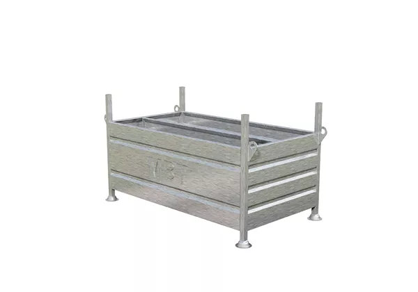 Transportkiste aus Metall mit Trennwand, Innenmass 170 cm