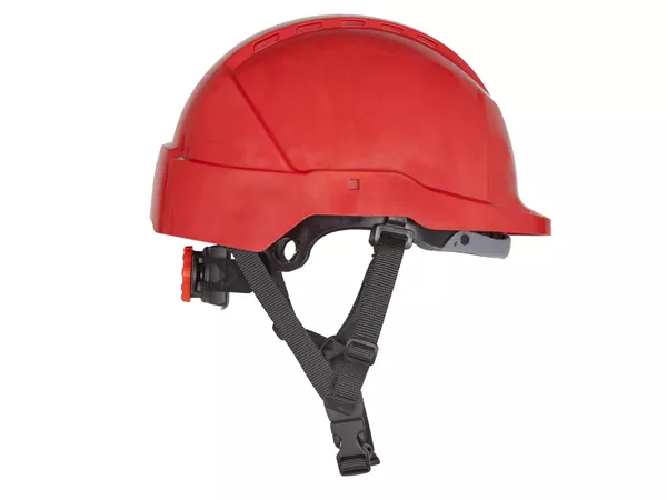 Casque rouge KiBo, jugulaire 4 points